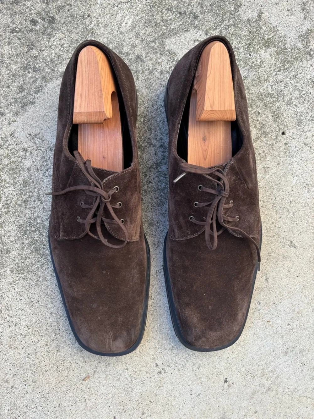 Salvatore Ferragamo Brown Suede Derby Dress Shoes - Men's 12 Made In Italy